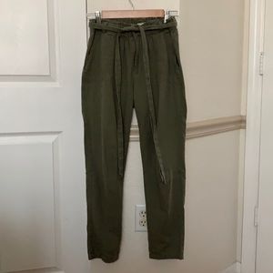 Green linen pants